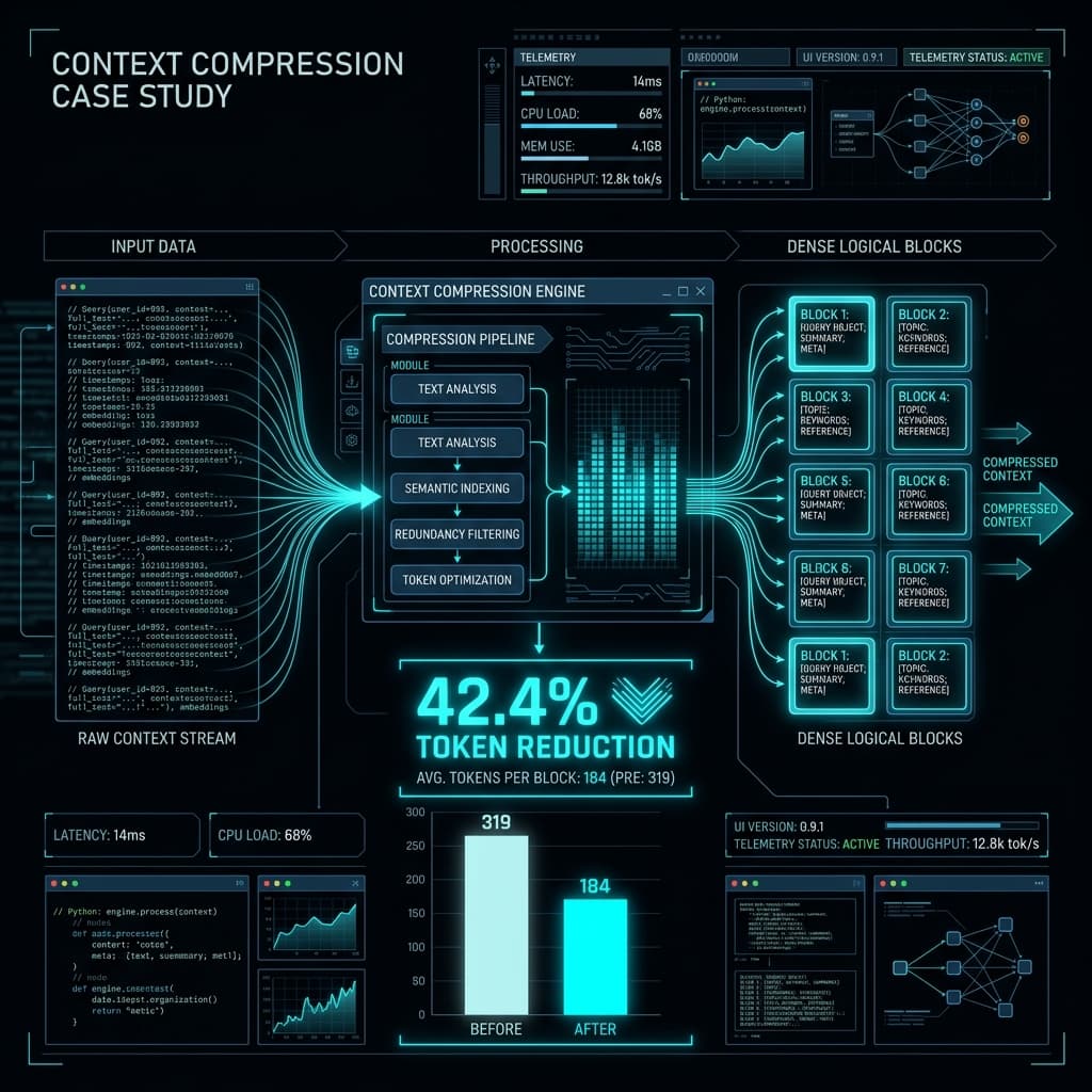 Case Study: Reducing AI Token Waste by 42.4% via Context Compression™
