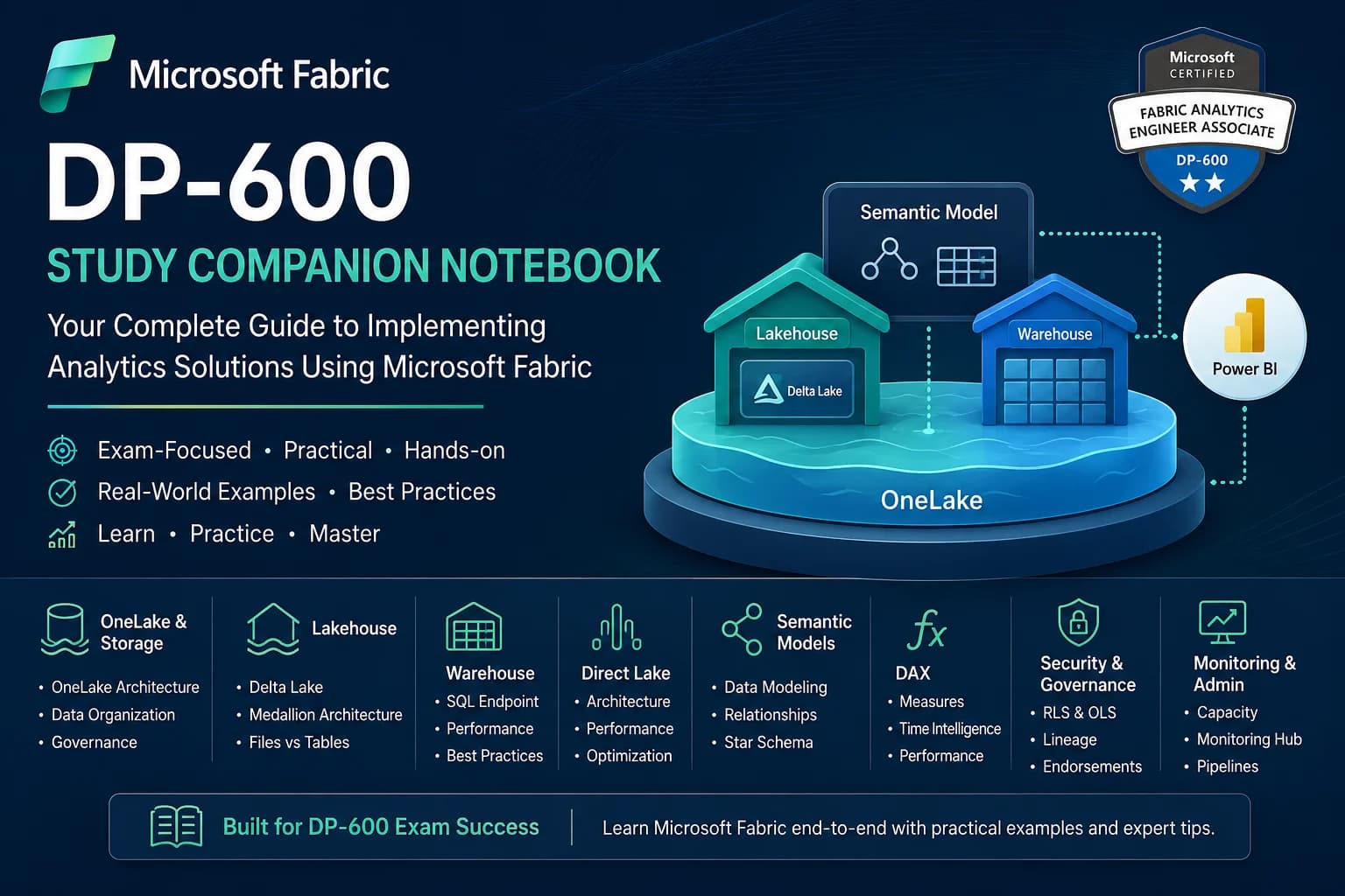 DP-600 Fabric Analytics Engineer Study Companion Notebook – Lakehouse, Warehouse, Direct Lake & Semantic Models