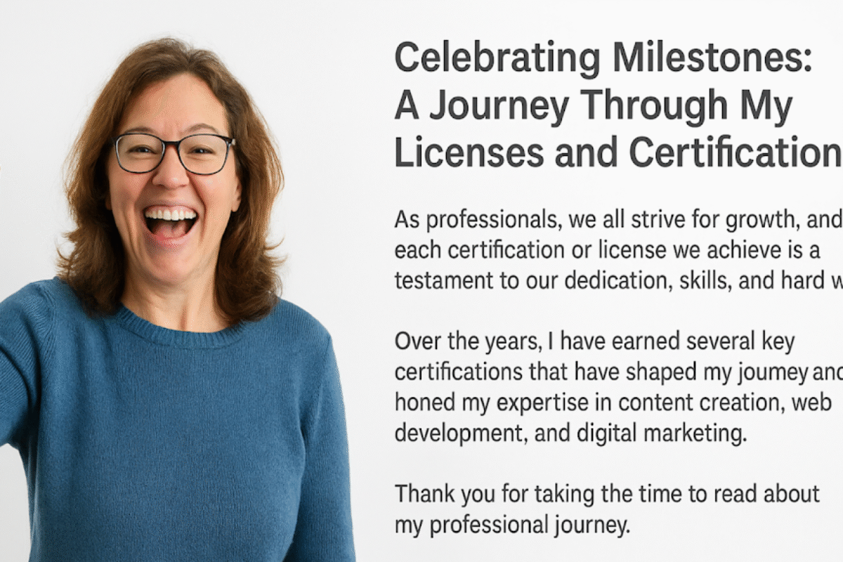 Celebrating Milestones: A Journey Through My Licenses and Certifications